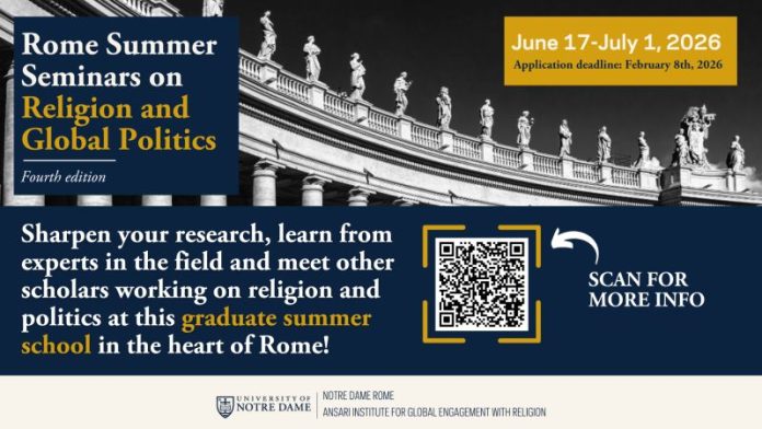 Rome Summer Seminars 2026 Program on Religion and Global Politics