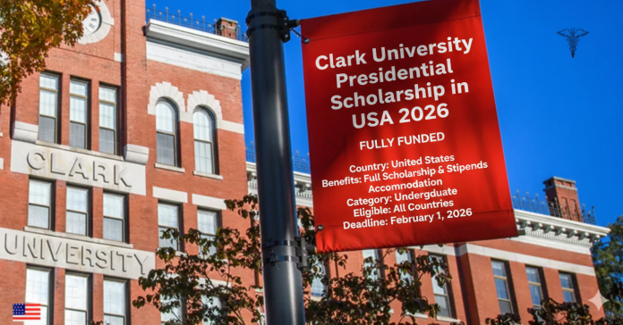Clark University Presidential Scholarship 2026 full tuition, room & board for top global students