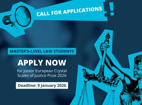 Junior European Crystal Scales of Justice Prize 2026 announcement banner