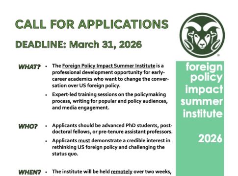 Foreign Policy Impact Summer Institute 2026 call for applications early-career scholars