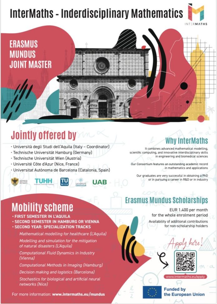 InterMaths Erasmus Mundus Joint Master 2026 interdisciplinary mathematics program in Europe