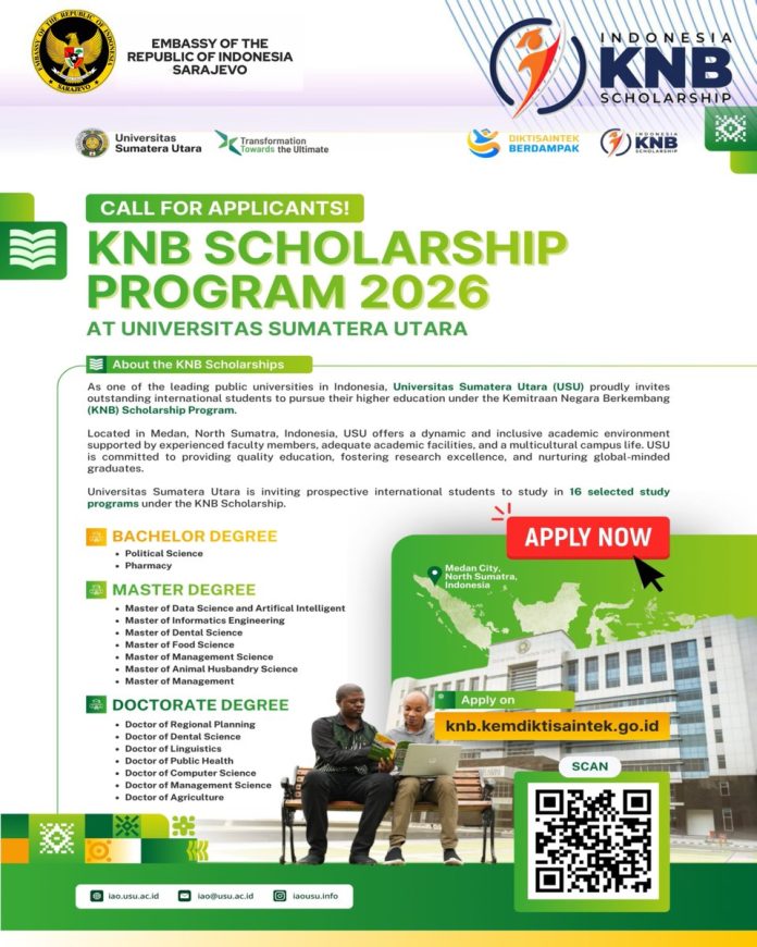 KNB Scholarship 2026 at Universitas Sumatera Utara Indonesia campus view
