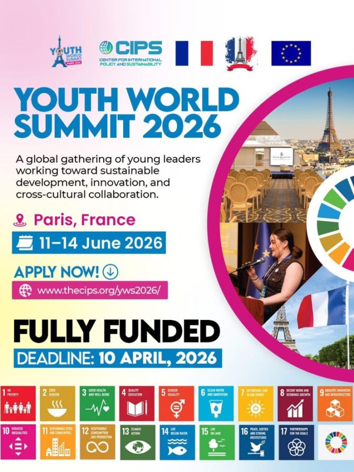 Youth World Summit 2026 Paris fully funded scholarship program for young leaders