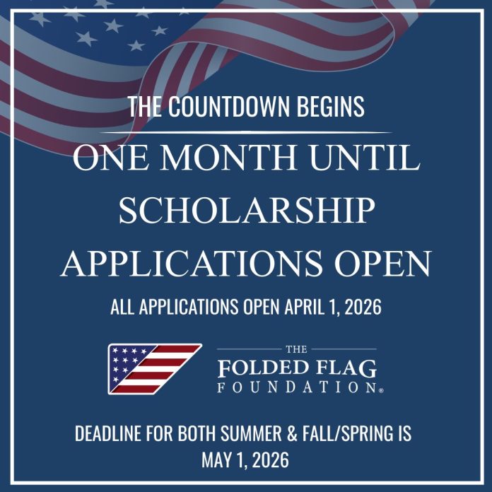 Folded Flag Foundation Scholarship 2026 applications open April 1 for military families