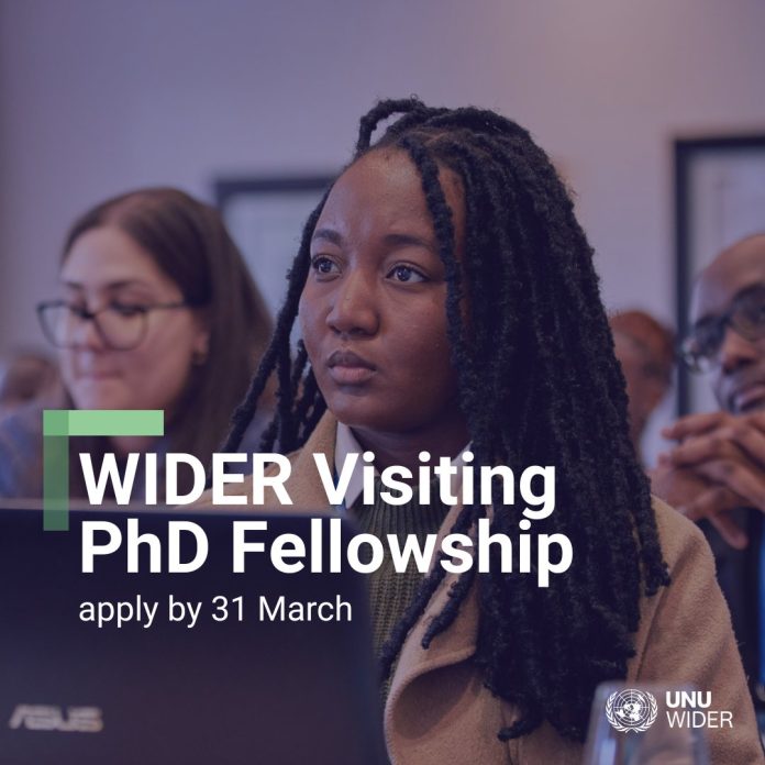UNU WIDER Visiting PhD Fellowship 2026 research stay in Helsinki Finland