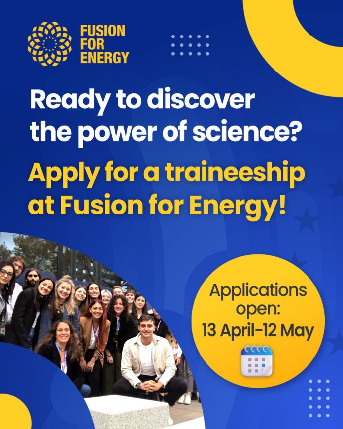 Fusion for Energy Traineeship 2026 program for EU graduates in Barcelona