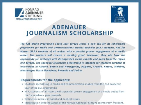 Adenauer Journalism Scholarship 2026 for media and communication students in Southeast Europe